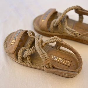 CHANEL DAD CORD “ROPE” Dad Sandals, Beige, 37